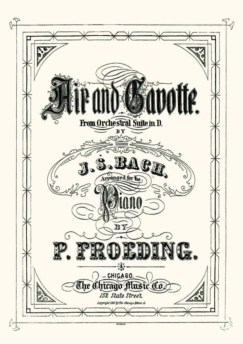 Cover for Air and Gavotte piano arrangement by Froeding